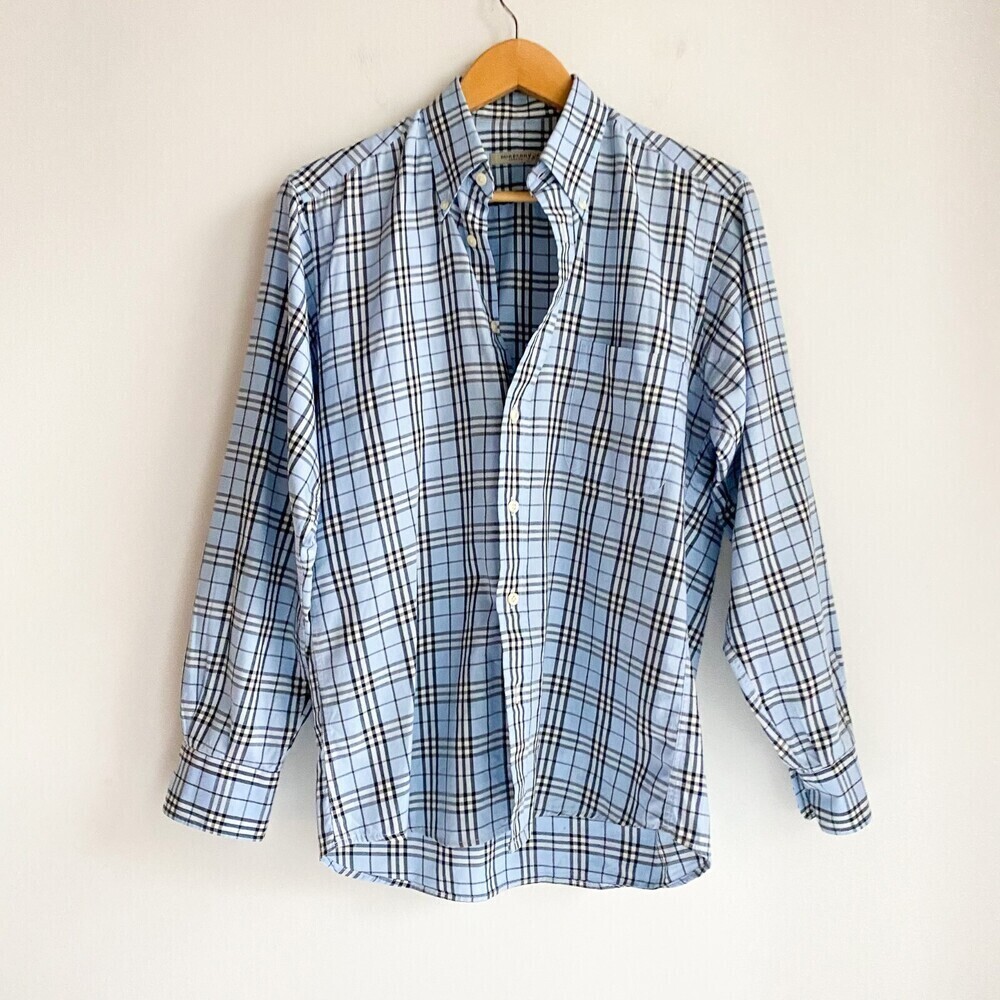 Burberry London Blue Novacheck Print Men's Button Down Casual Shirt S